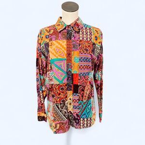 Men's or Women's Patchwork Material Multi Colored Long sleeve Boho Hippie 70's